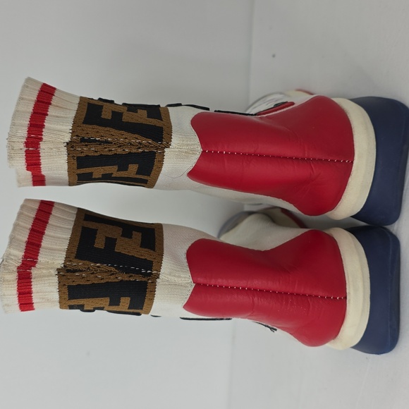 Fendi Multi-Color FF Logo Sock Sneakers - White, Brown, Red, Blue Size 37 - Picture 8 of 17
